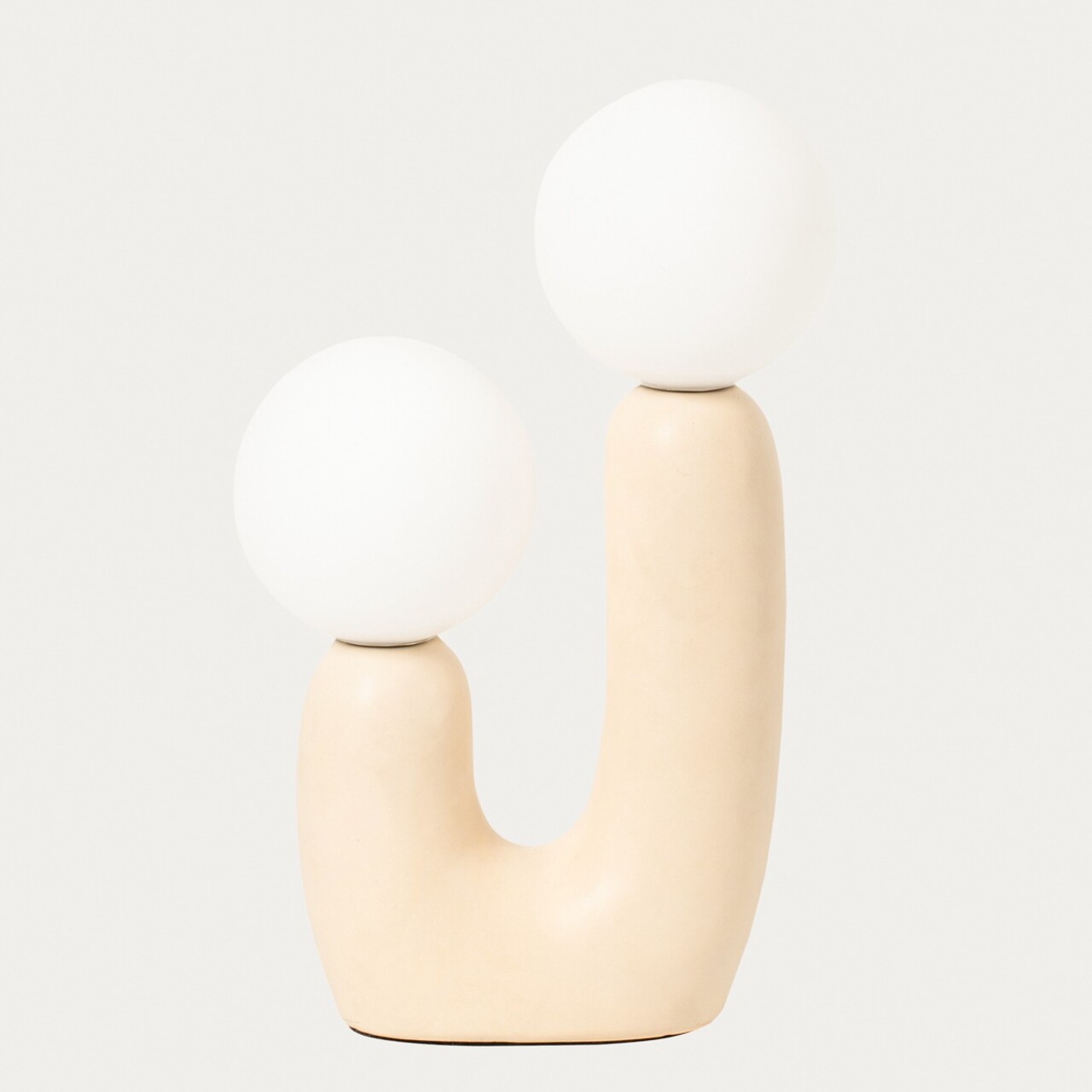 Lampa de masa Ormik, Homla, 20x11x31 cm, 25W, ceramica/sticla, bej deschis/alb - imagine 3
